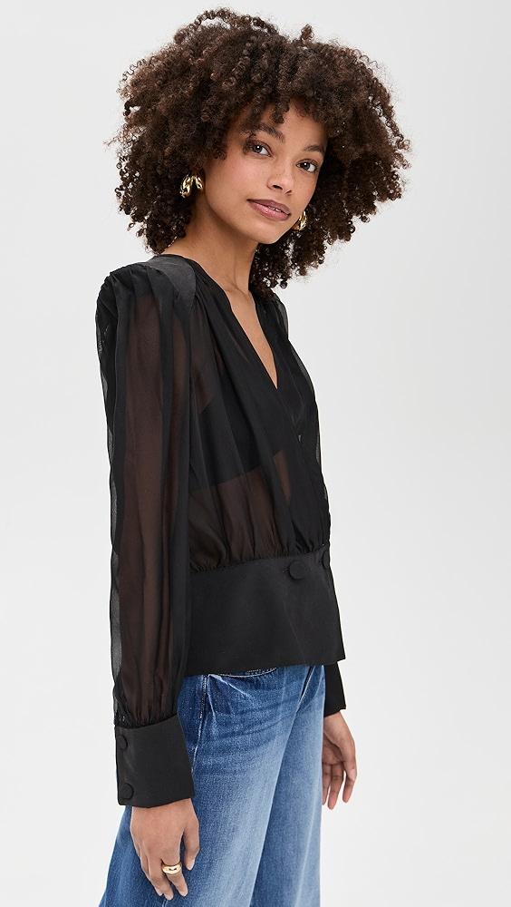 L'AGENCE Yan Front Wrap Blouse | Shopbop Product Image