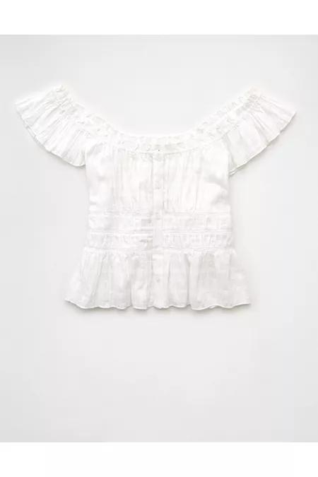 AE Ruched Flutter Sleeve Blouse Women's Product Image