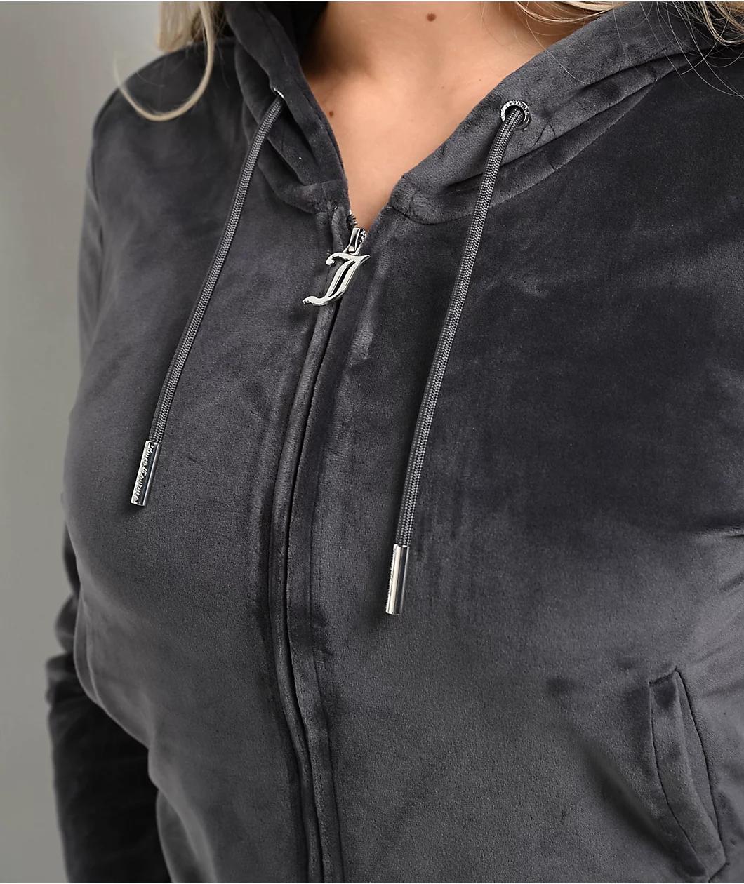Juicy Couture OG Big Bling Titanium Velour Zip Hoodie Product Image