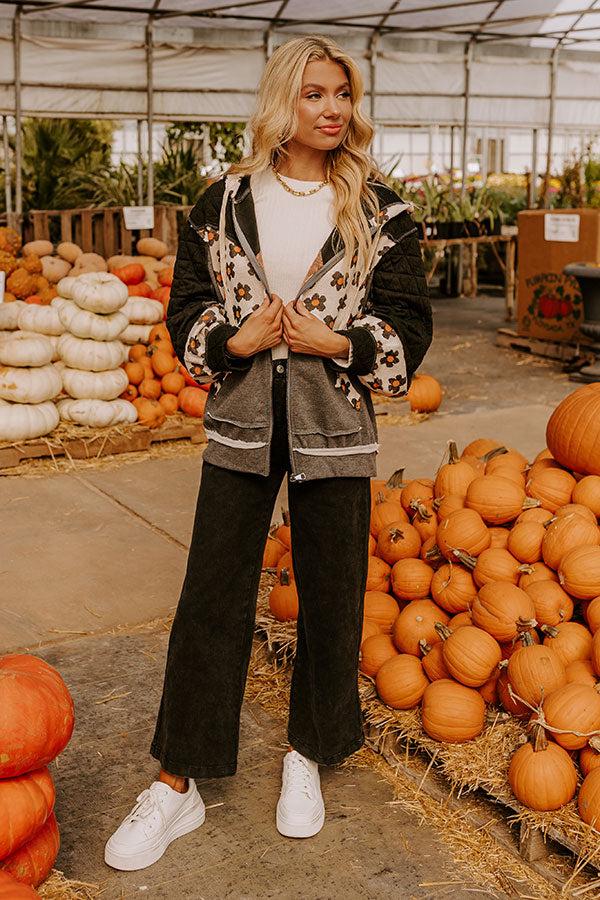 Falling For Autumn Quilted Sweater in Black Product Image