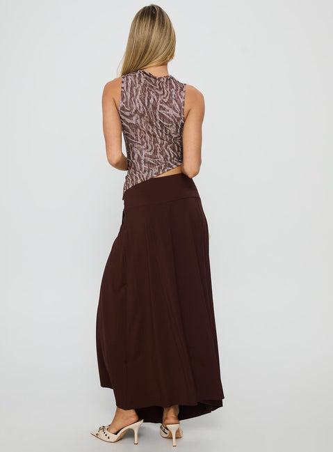 Nola Hardware Slit Maxi Skirt Brown Product Image