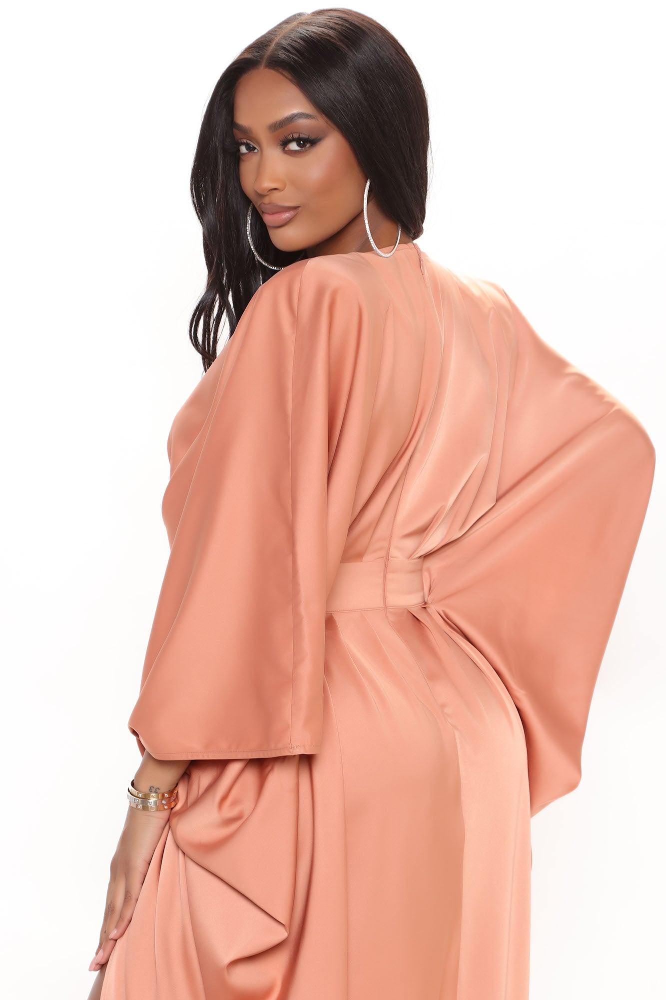 Spectacular Woman Satin Maxi Dress - Peach Product Image