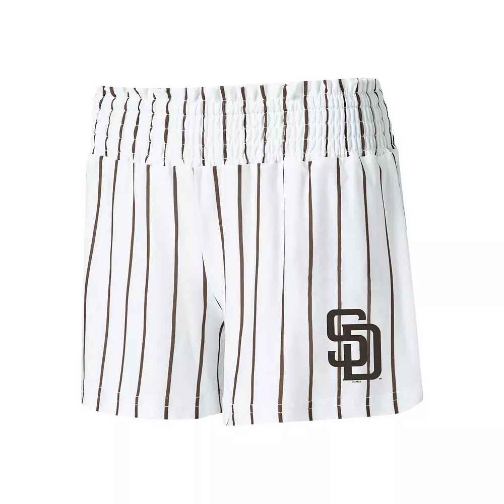 Women's Concepts Sport White San Diego Padres Reel Pinstripe Sleep Shorts,  Product Image