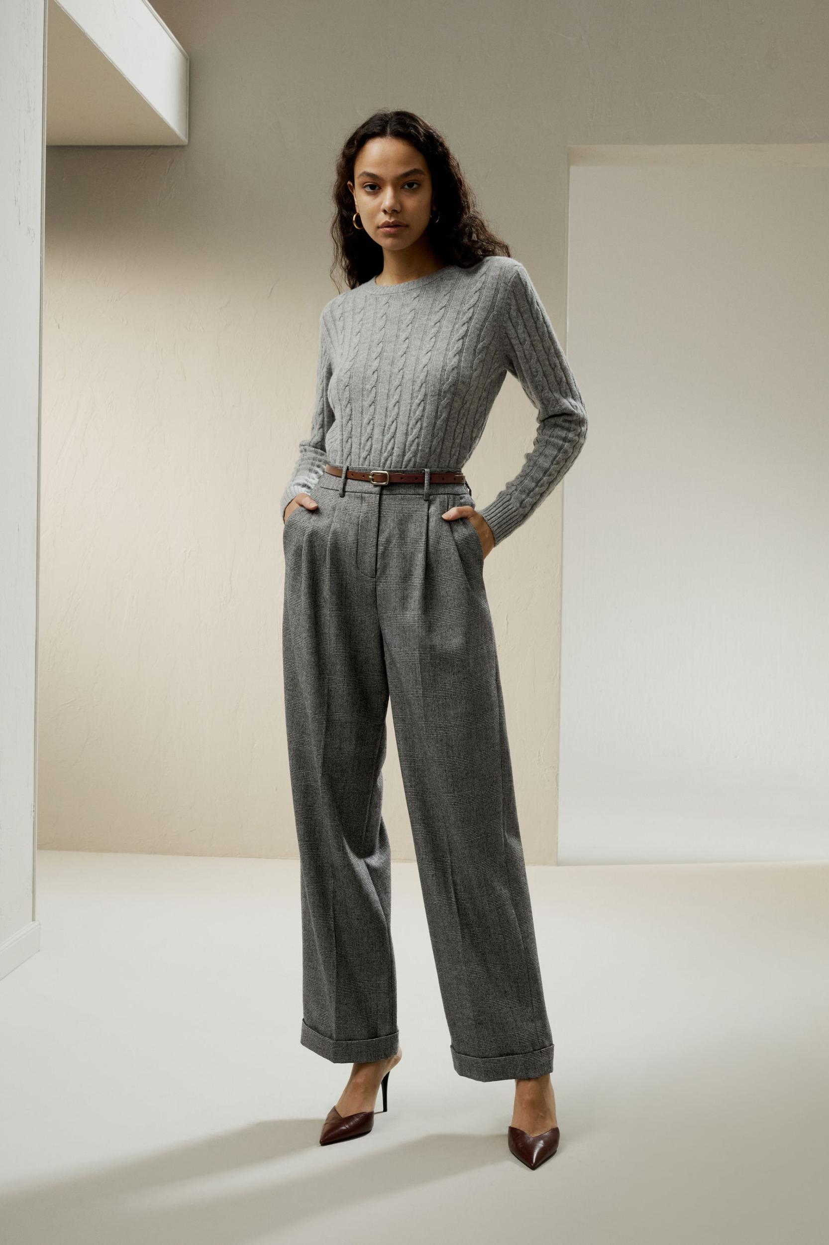 LILYSILK Woolen Pullover - for Women - Camel Cashmere-Wool Blend - Comfortable Ribbed Edges Sweater L Product Image