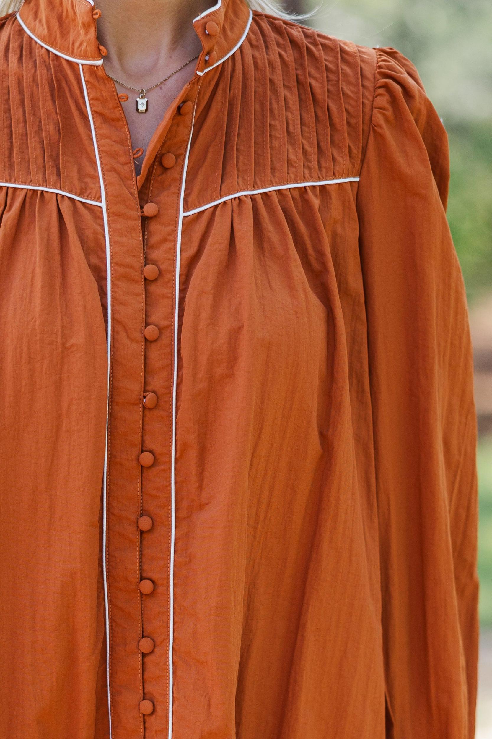 Behind The Scenes Rust Orange Contrast Dress Female Product Image