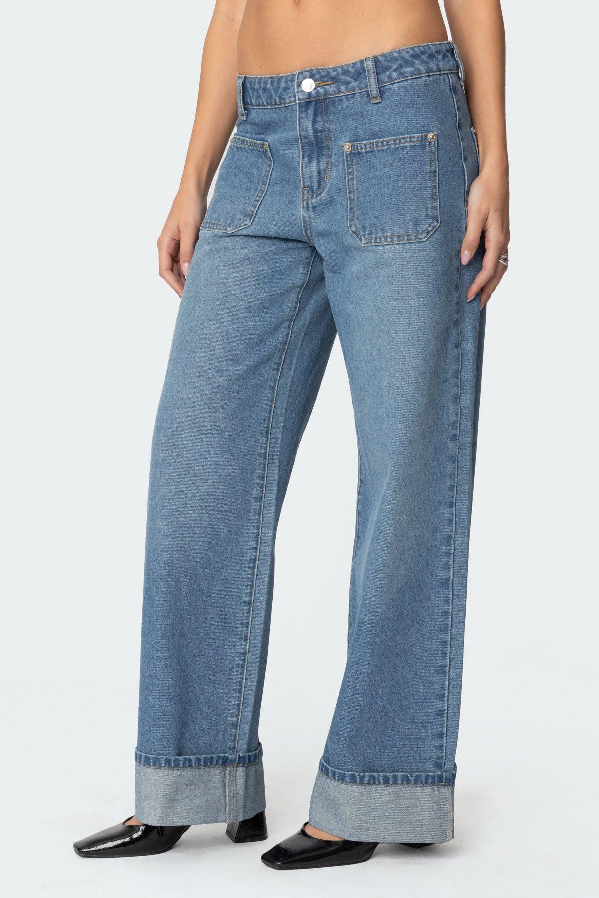 Madi Cuffed Low Rise Baggy Jeans Product Image