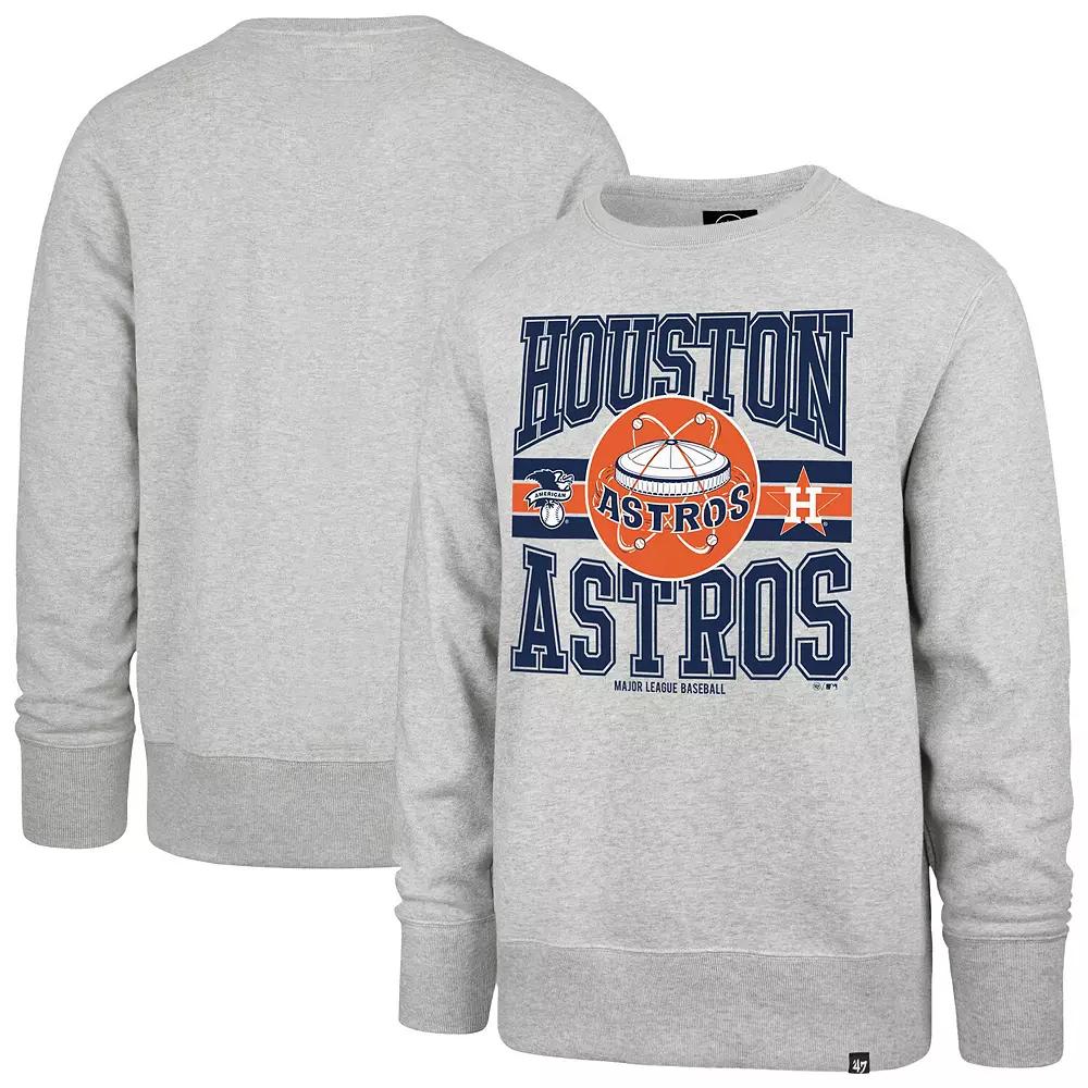 Men's '47  Gray Houston Astros Letters Headline Pullover Sweatshirt, Size: 3XL, Grey Product Image