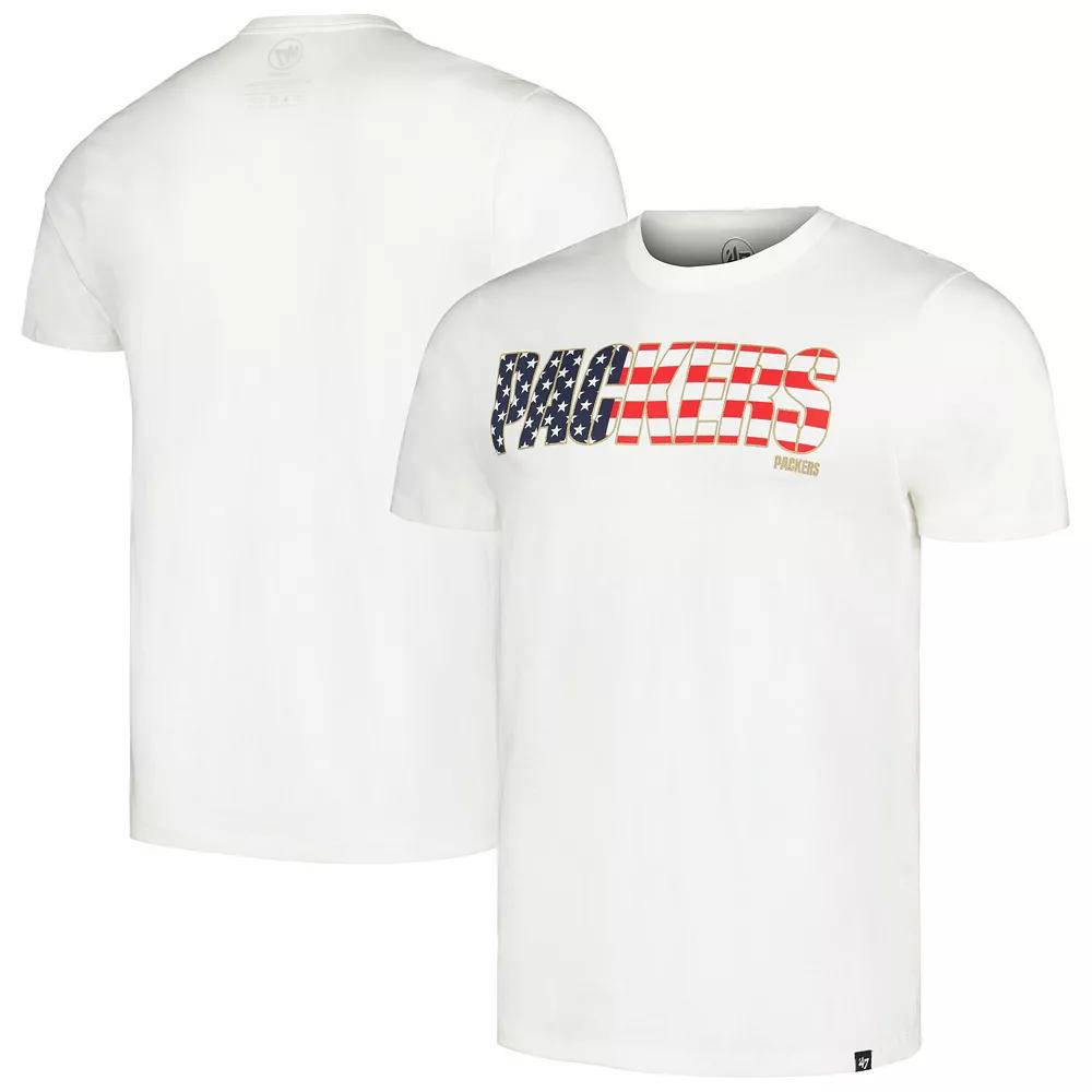 Men's '47 White Green Bay Packers Flag Script Franklin T-Shirt, Size: Large Product Image