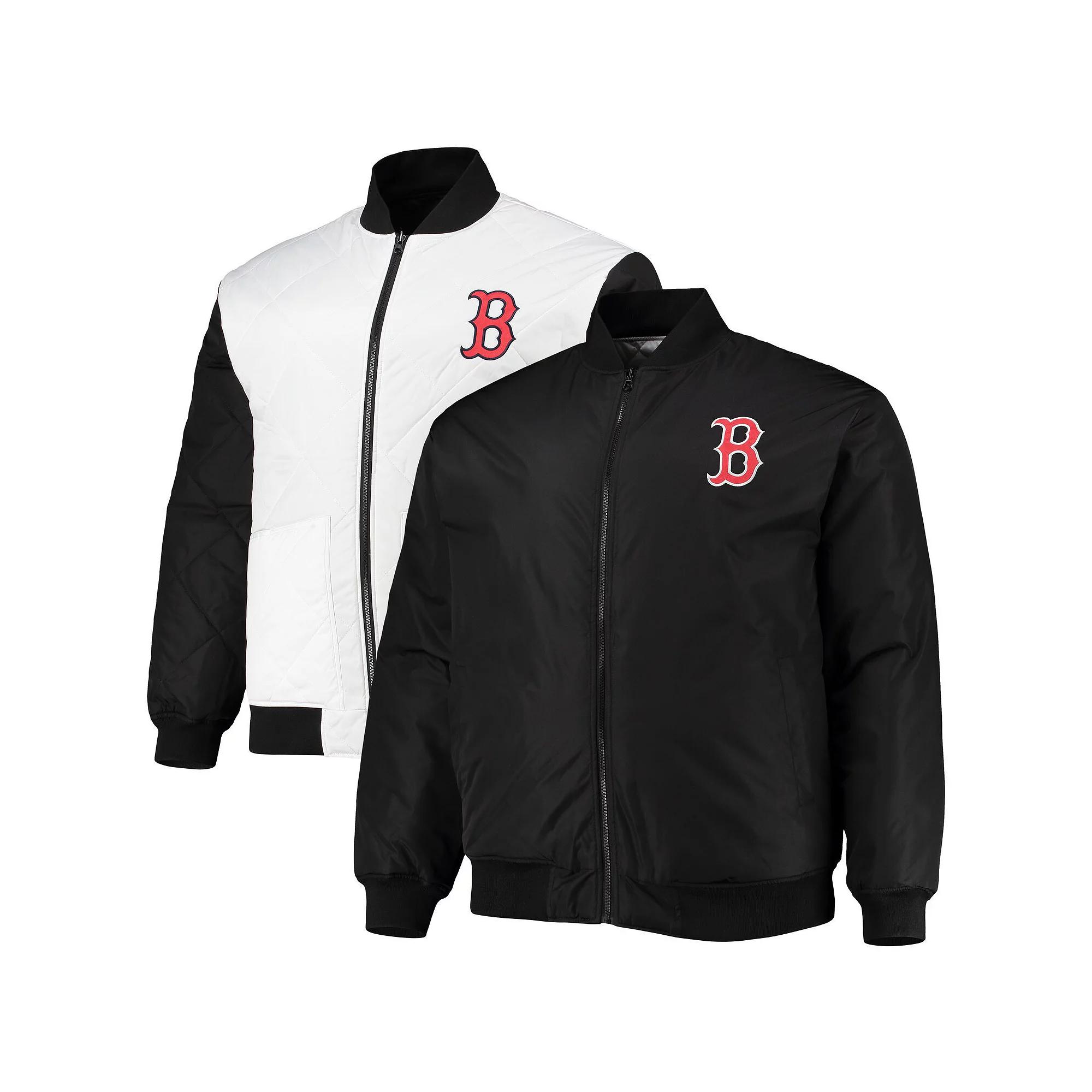 Men's White/Black Boston Red Sox Reversible Satin Full-Zip Jacket, Size: 3XLT Product Image