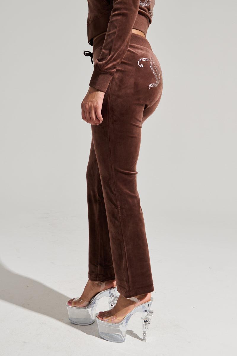 SOLID RIB WAIST VELOUR PANT Product Image