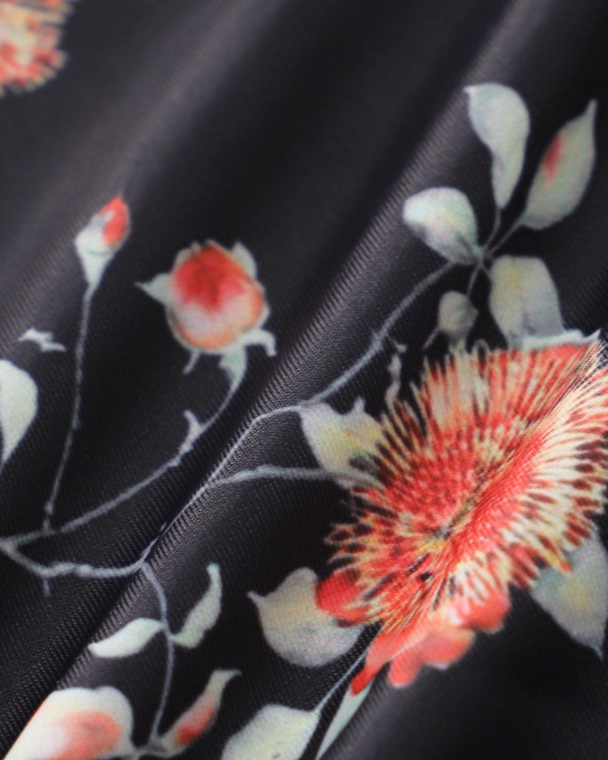 Black Floral Drawstring Bikini Bottom Product Image