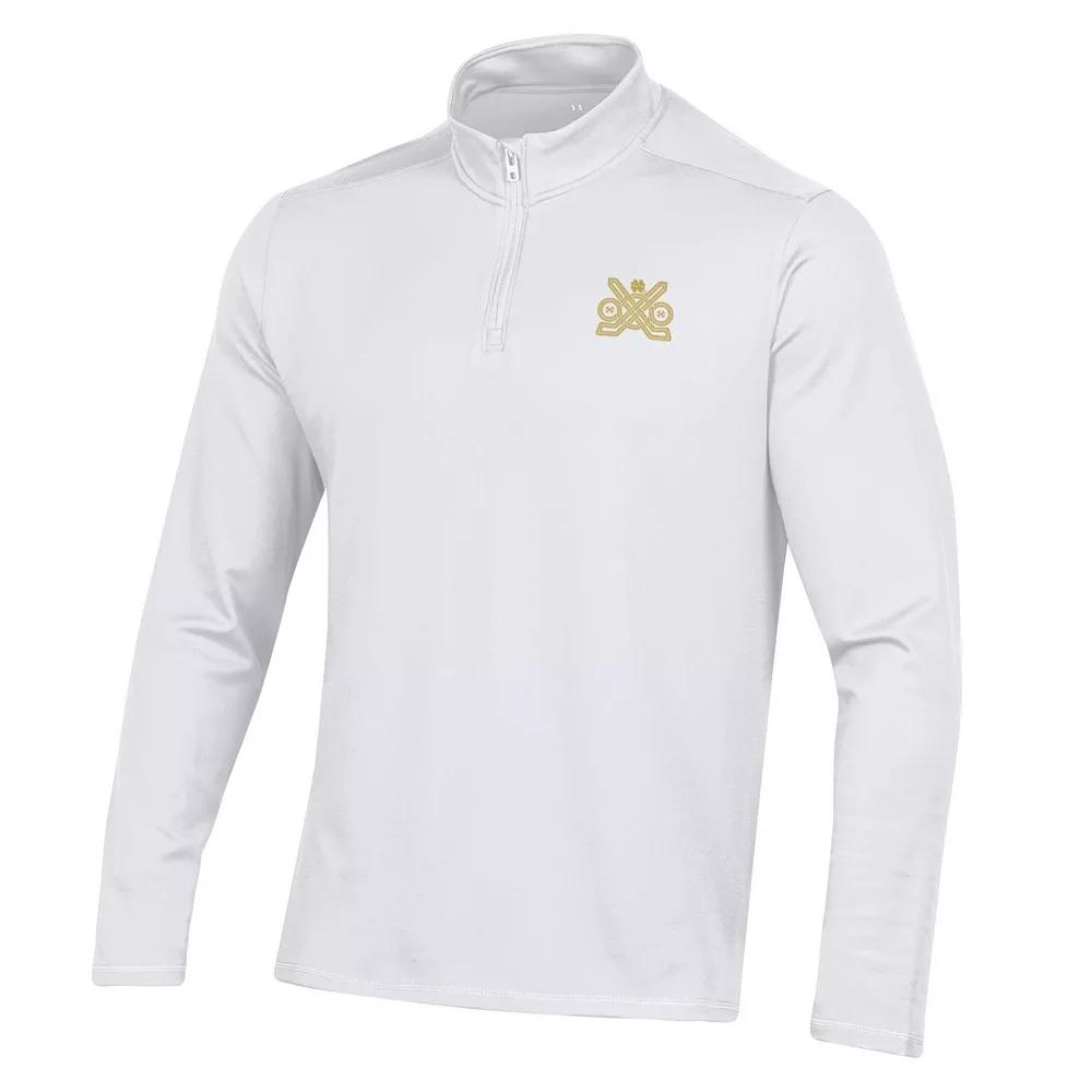 Men's Under Armour White Notre Dame Fighting Irish Ireland Motion Quarter-Zip Pullover Top,  Product Image