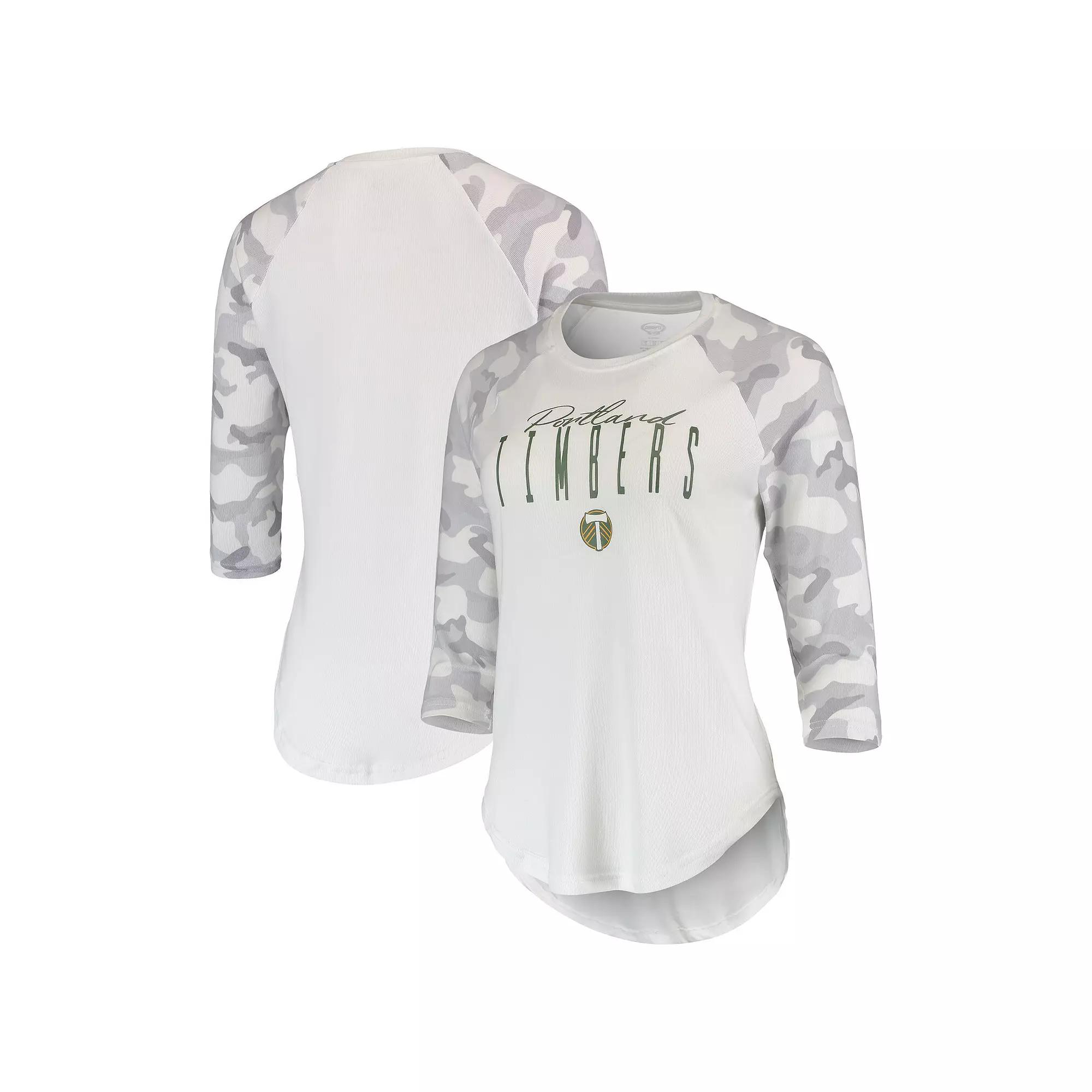 Women's Concepts Sport White/Gray Portland Timbers Composite 3/4-Sleeve Raglan Top,  Product Image