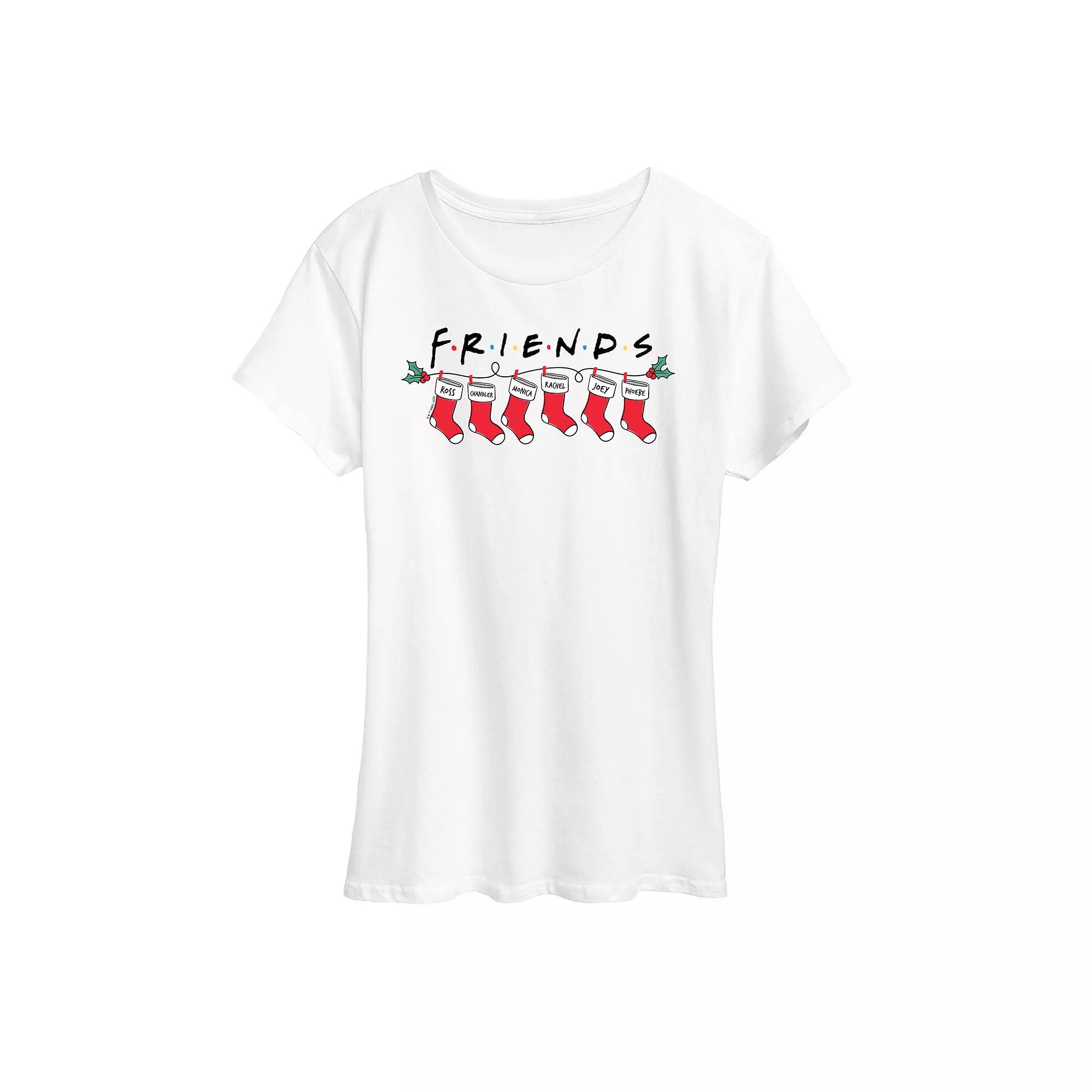 Women's Friends Christmas Stockings Graphic Tee, Girl's,  Product Image