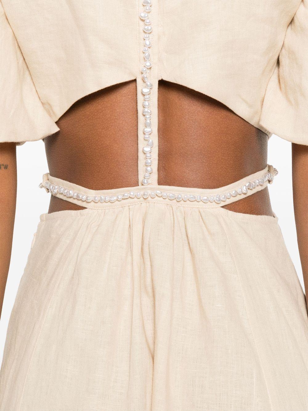 faux-pearl-embellished midi dress Product Image