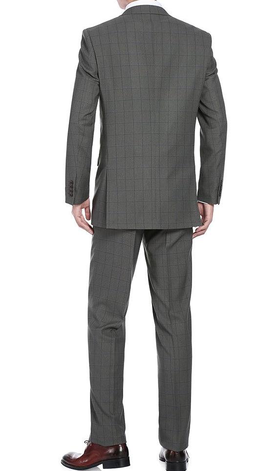 (40R) 2 Piece Suit 2 Buttons Windowpane Regular Fit In Gray Product Image