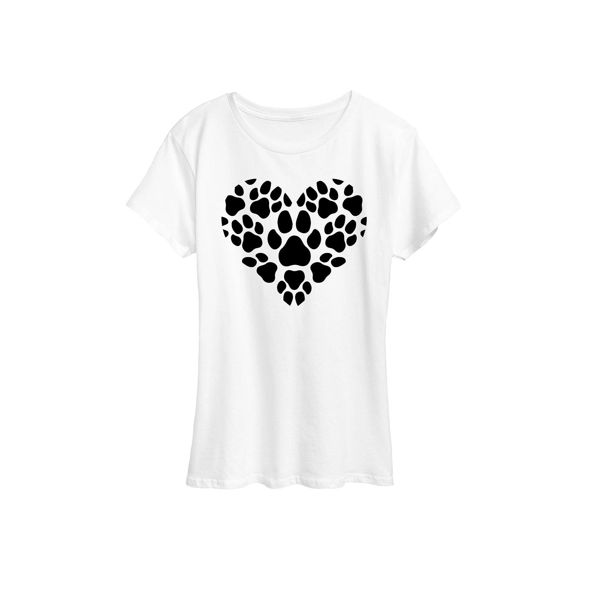 Women's Pawprint Heart Graphic Tee, Girl's,  Product Image