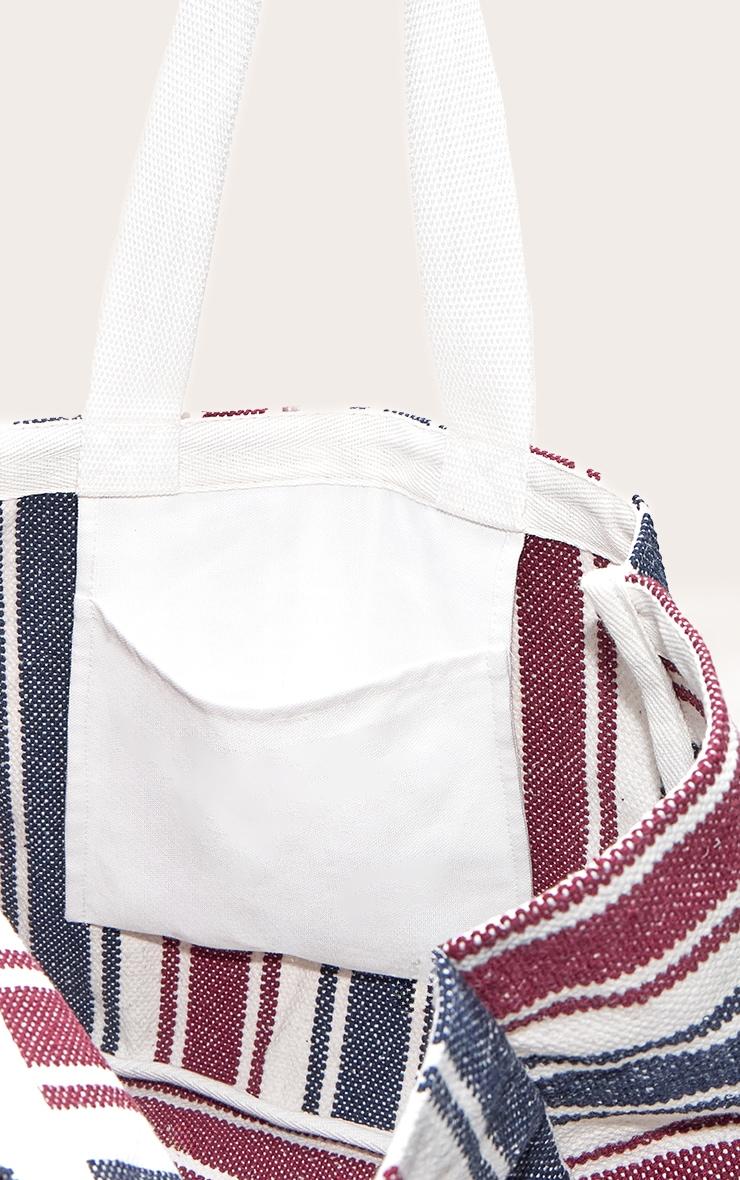 Navy and Burgundy Striped Beach Bag Product Image