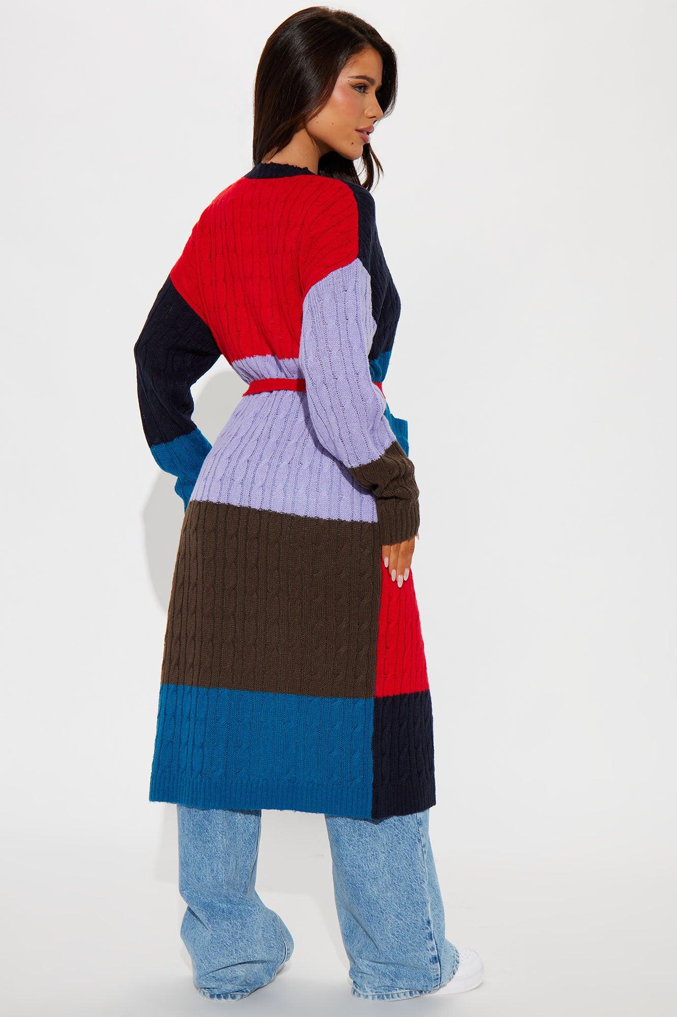 On The Go Color Block Cardigan - Multi Color Product Image