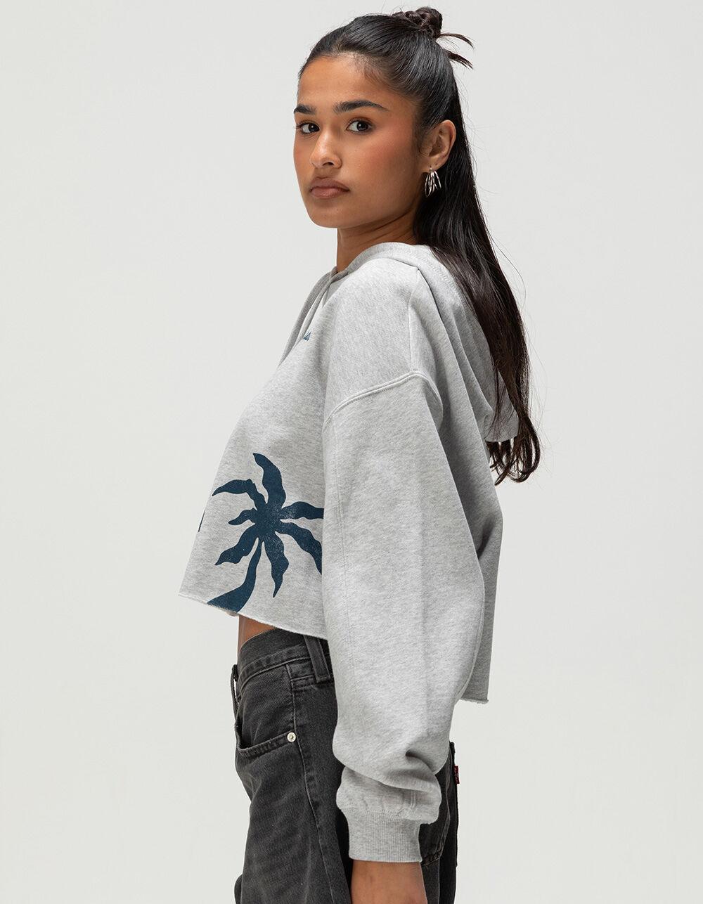 BILLABONG Triple Palms Womens Crop Hoodie  - HEATHER GRAY Product Image