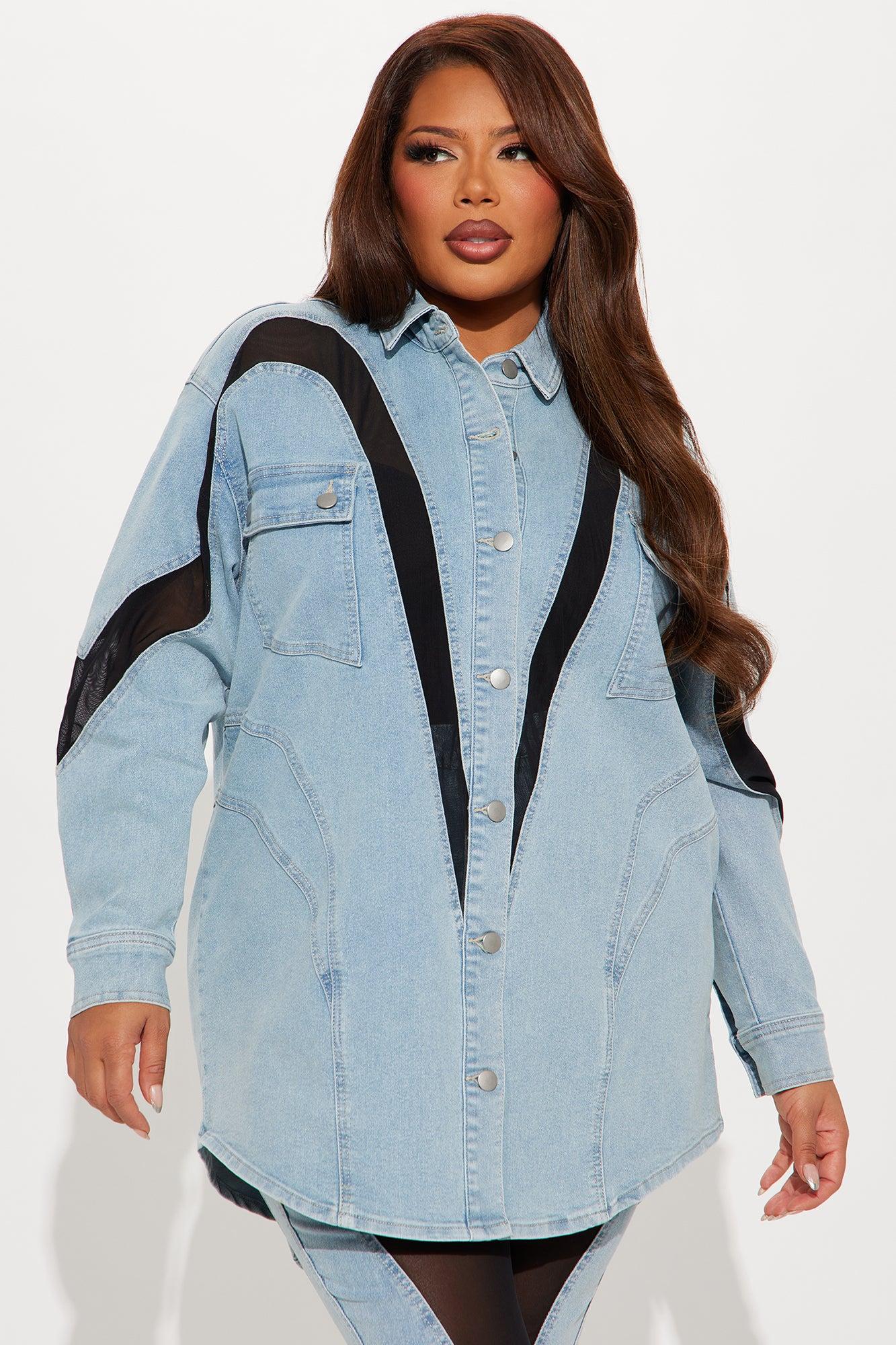 Switching Gears Stretch Denim Shacket - Light Wash Female Product Image