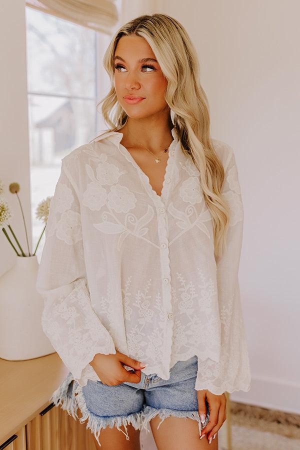 Sweet Aroma Embroidered Button Up in Cream Product Image
