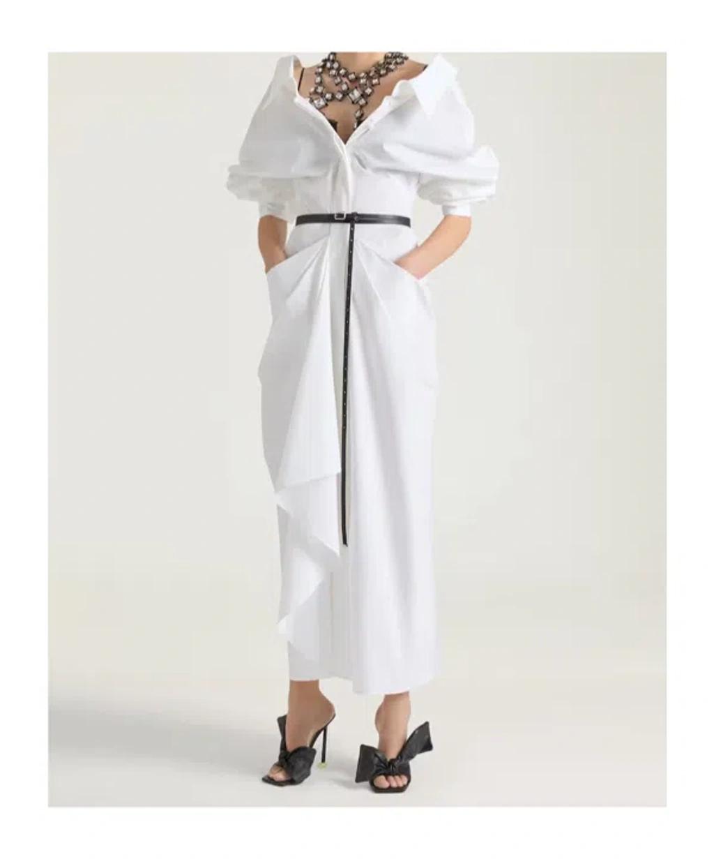 GIVENCHY Off-the-shoulder Cotton Poplin Midi Dress In White Product Image