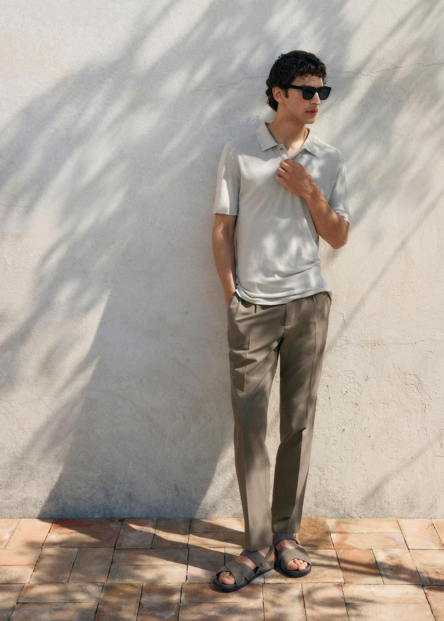 Cotton tapered crop pants - Men | MANGO USA Product Image