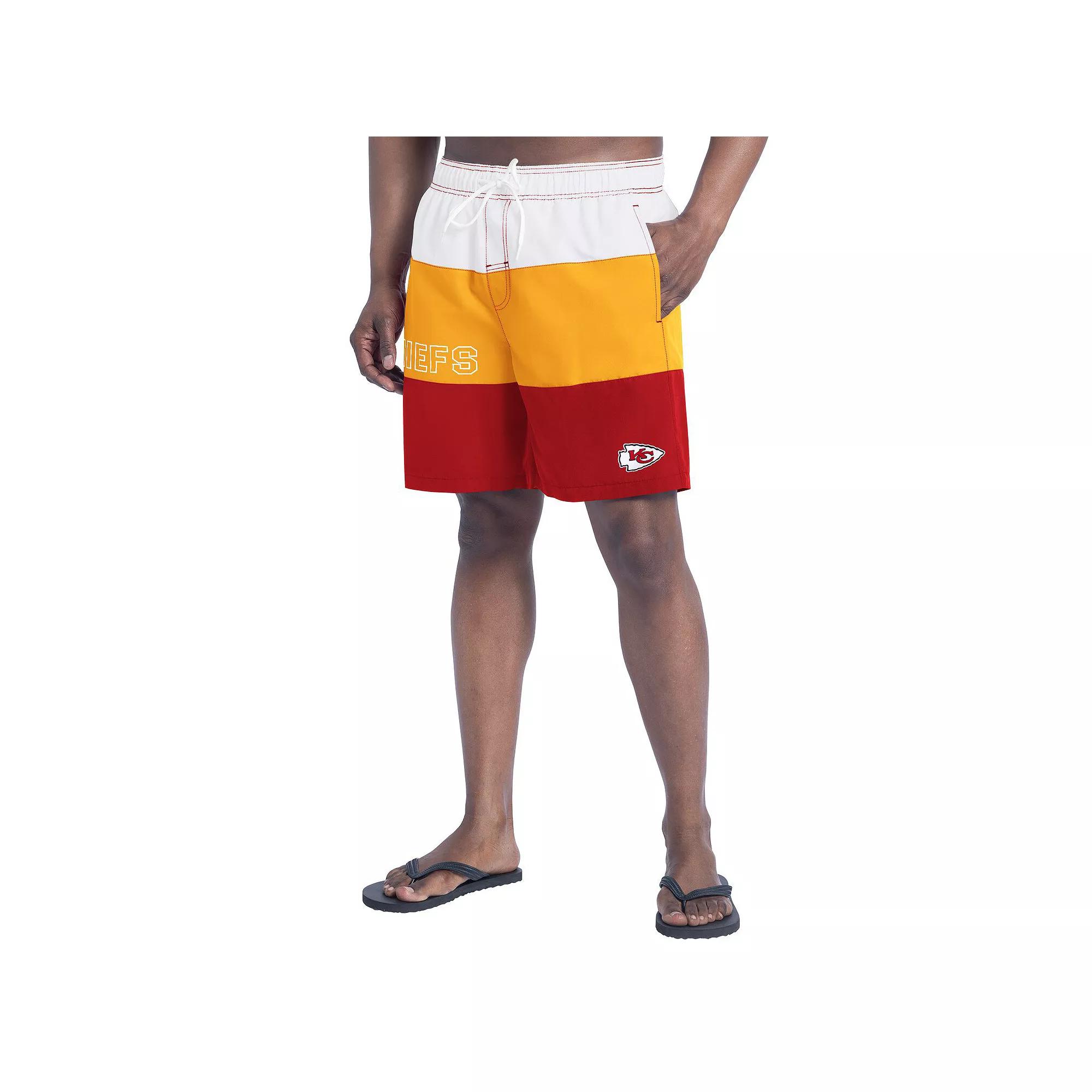 Men's G-III Sports by Carl Banks Red/Gold Kansas City Chiefs Sunrise Volley Swim Shorts,  Product Image
