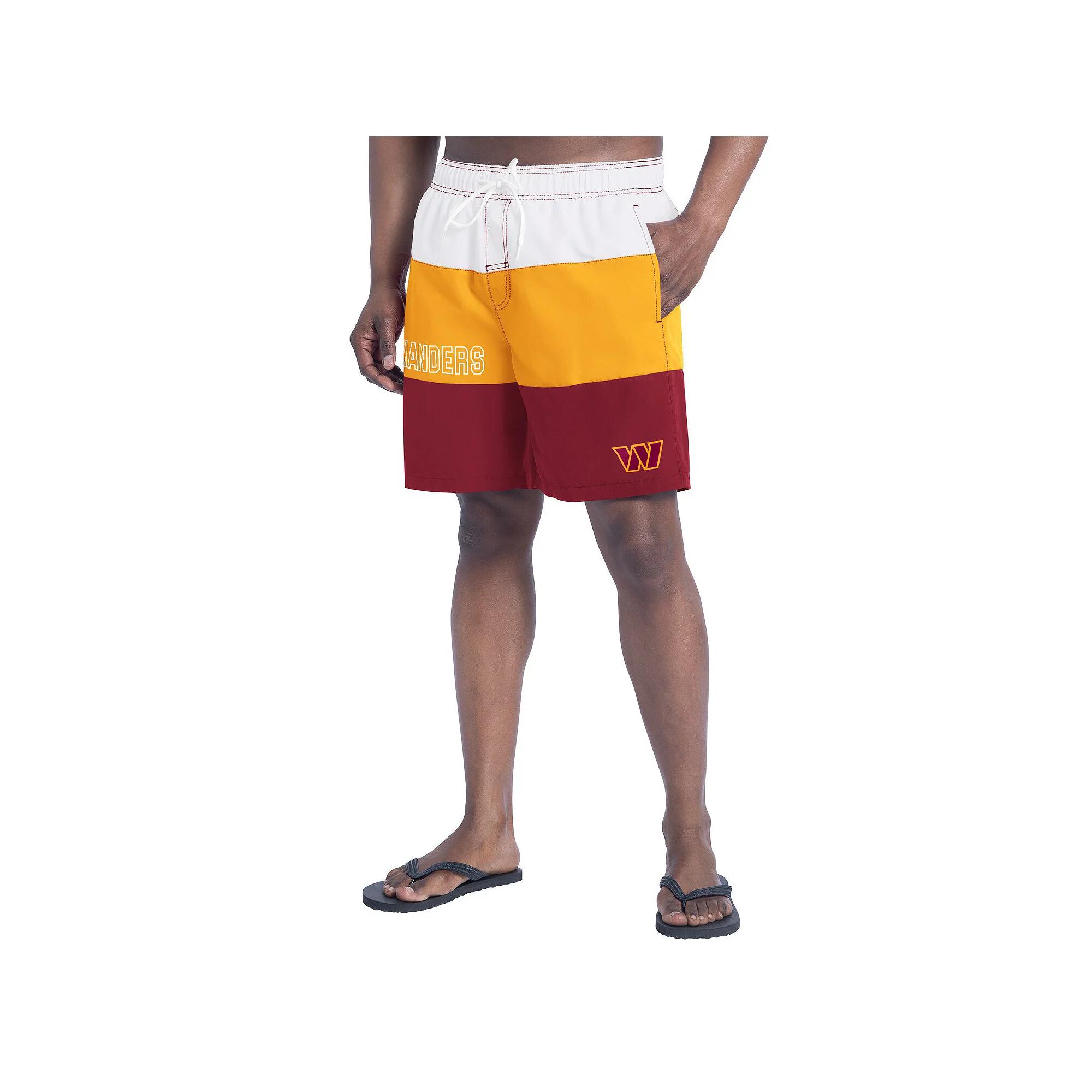 Men's G-III Sports by Carl Banks Red/Gold Kansas City Chiefs Sunrise Volley Swim Shorts,  Product Image