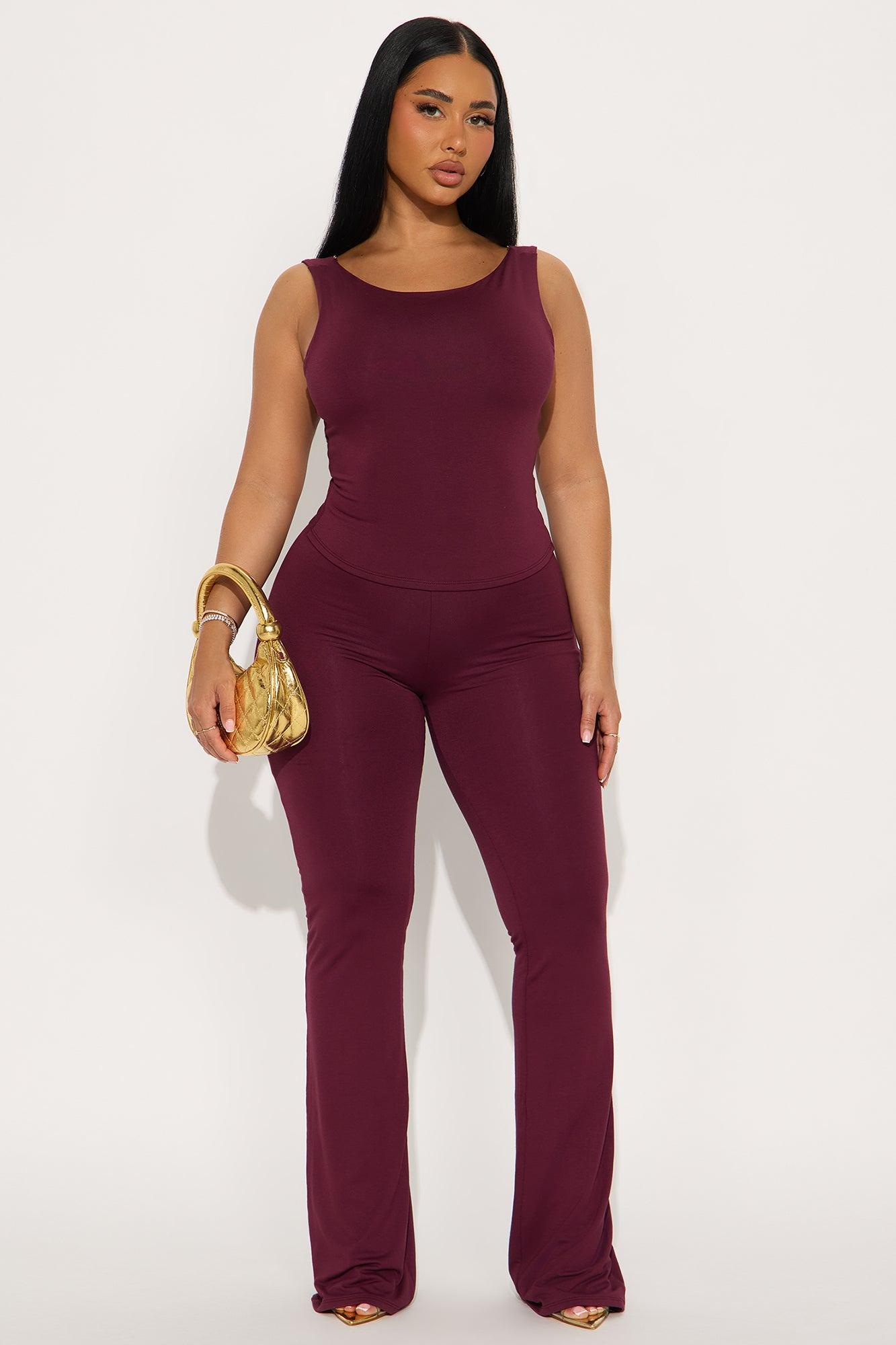 Esmeralda Double Lined Pant Set - Wine Product Image
