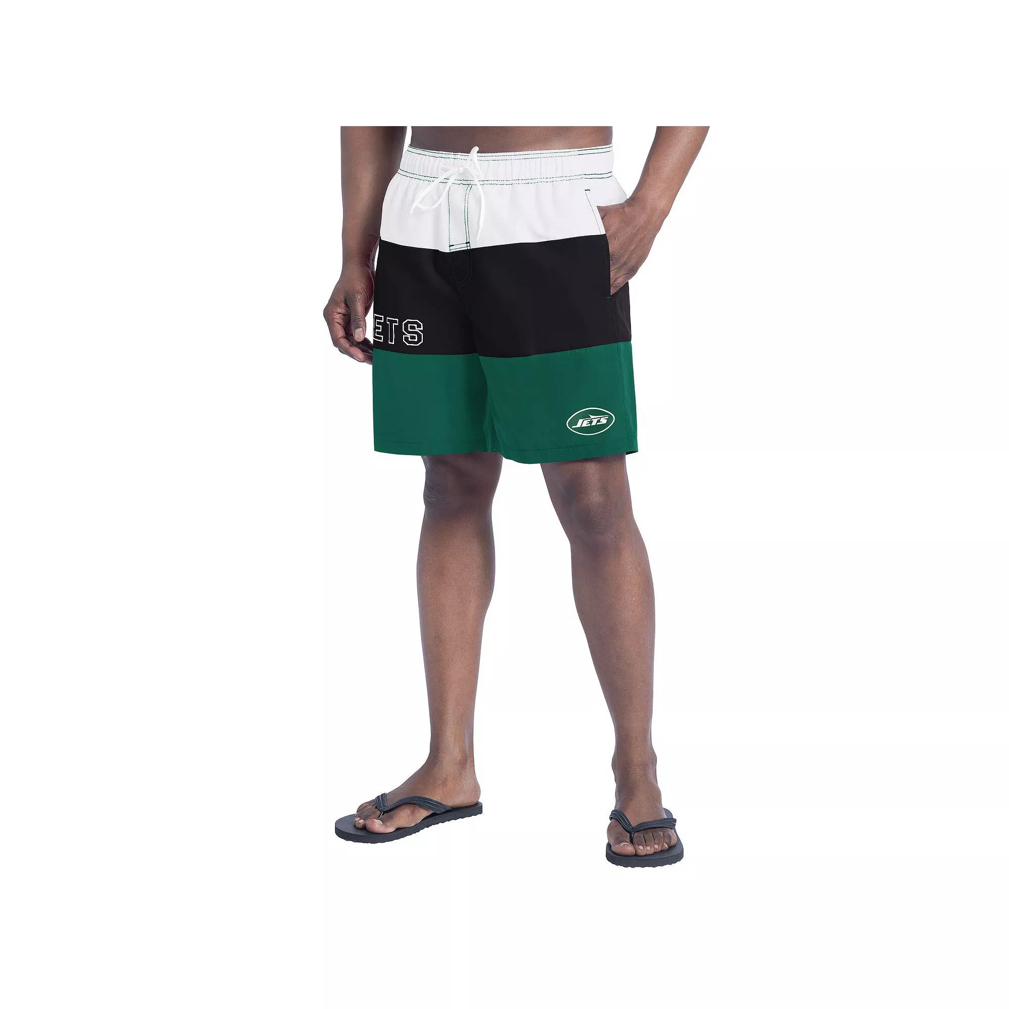 Men's G-III Sports by Carl Banks Green/Black New York Jets Sunrise Volley Swim Shorts,  Product Image