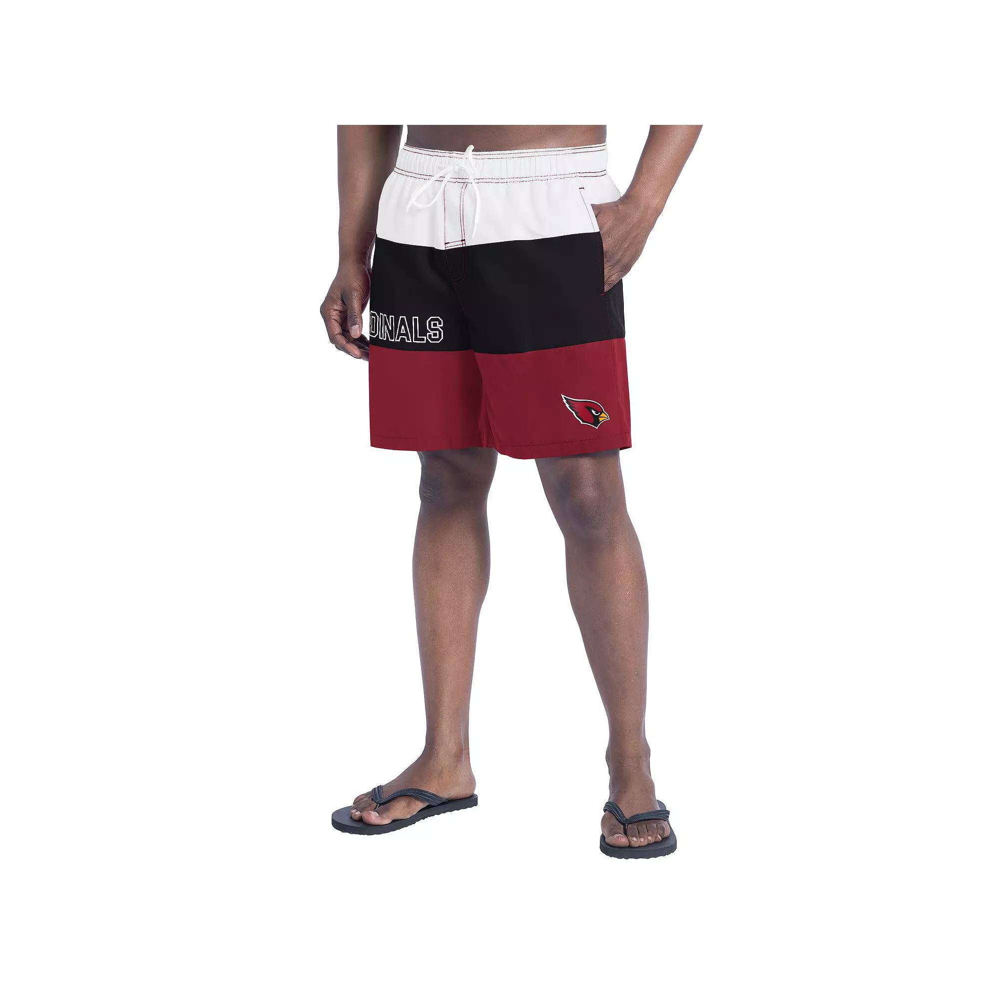 Men's G-III Sports by Carl Banks Cardinal/Black Arizona Cardinals Sunrise Volley Swim Shorts,  Product Image