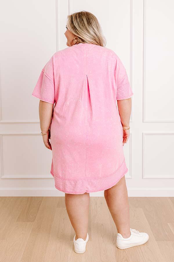 Block Party Ready Vintage Wash T-Shirt Mini Dress in Pink Curves Product Image