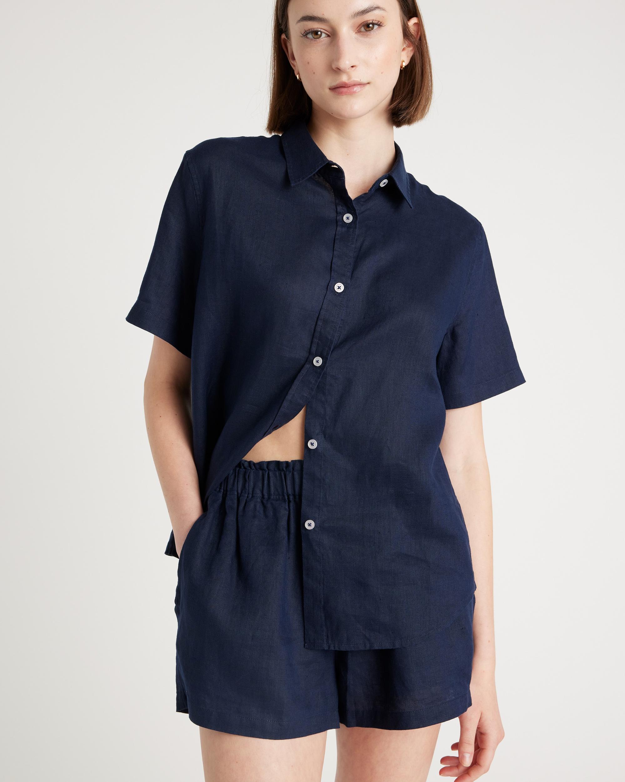 Quince | Women's 100% European Linen Shorts Pajama Set Size XL Product Image