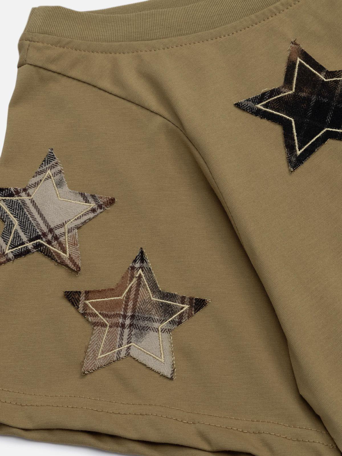 Aelfric Eden Plaid Applique Embroidery Star Tee Female Product Image