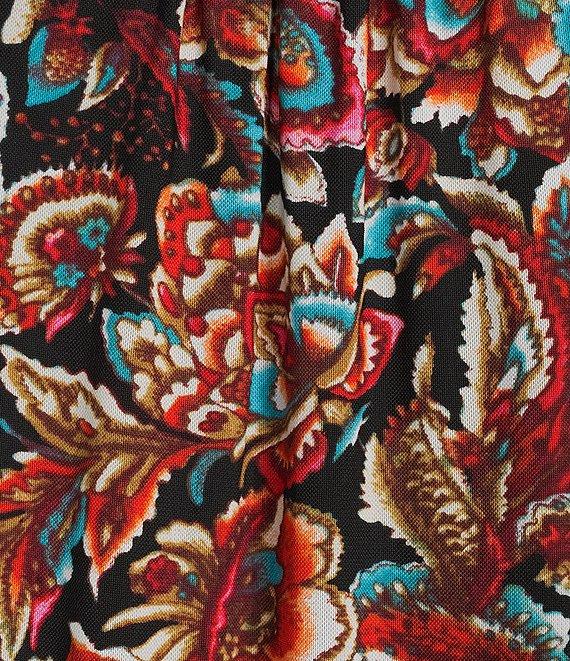 Intro Petite Size Soft Mesh Graphic Jacobean Print 3/4 Romantic Sleeve Top Product Image