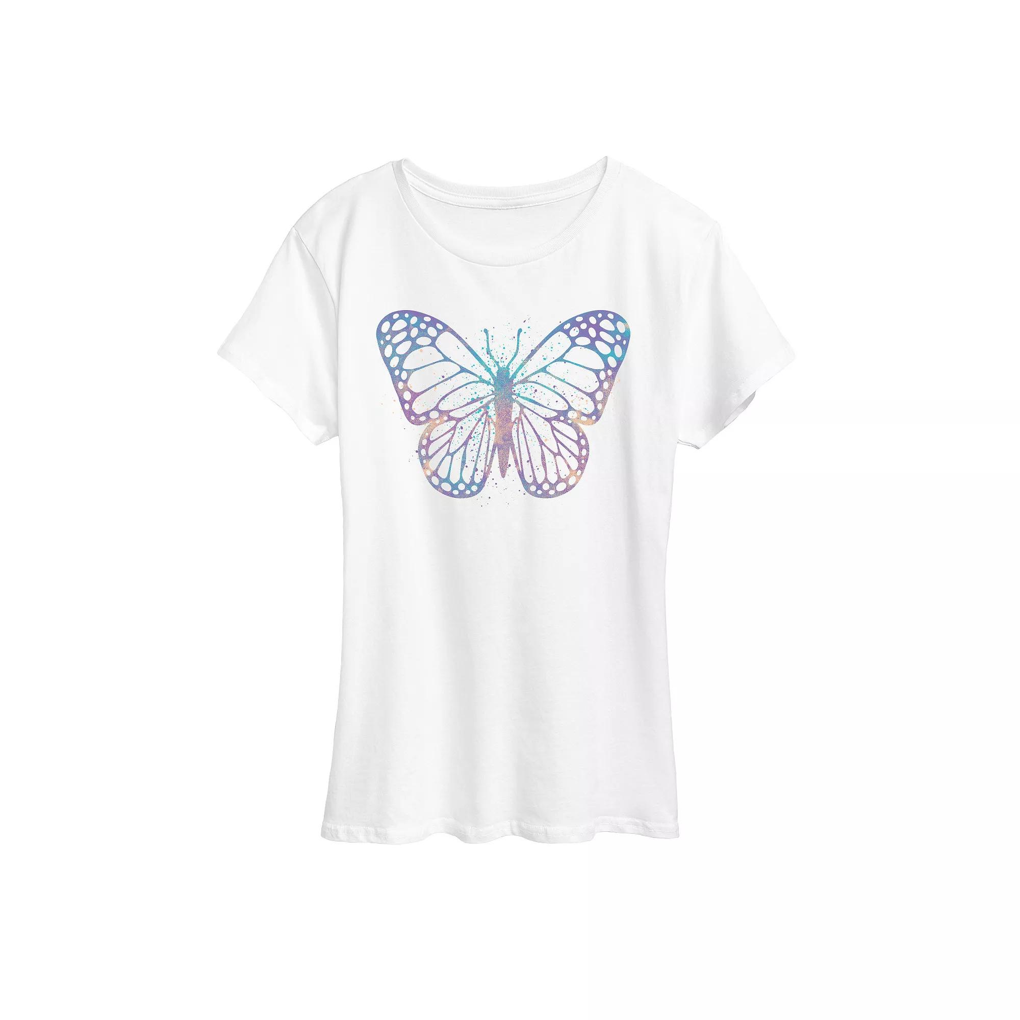 Women's Watercolor Butterfly Graphic Tee,  Product Image