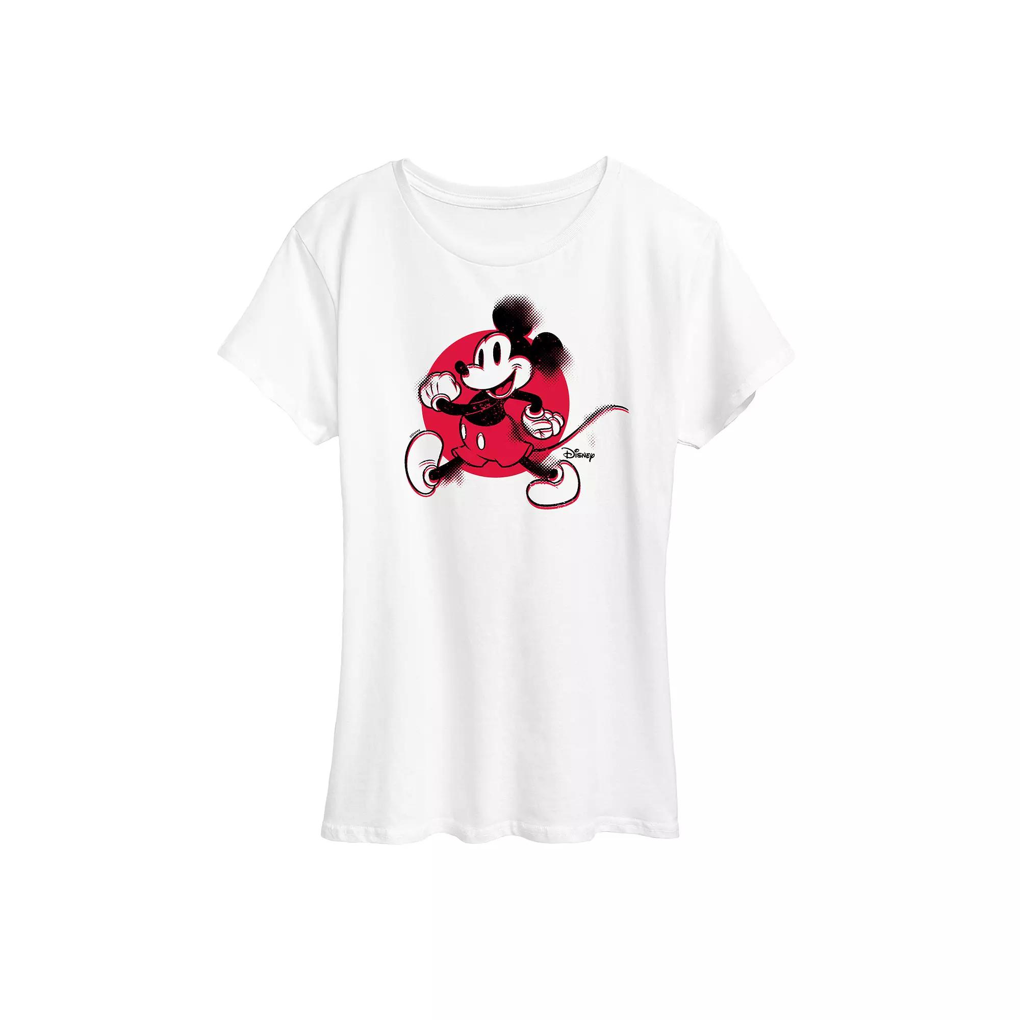 Disney's Mickey Mouse Women's Retro Glitch Graphic Tee,  Product Image