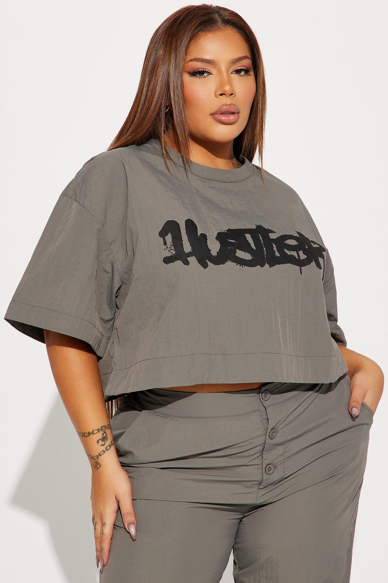 Time To Hustle Windbreaker Pant Set - Grey Product Image