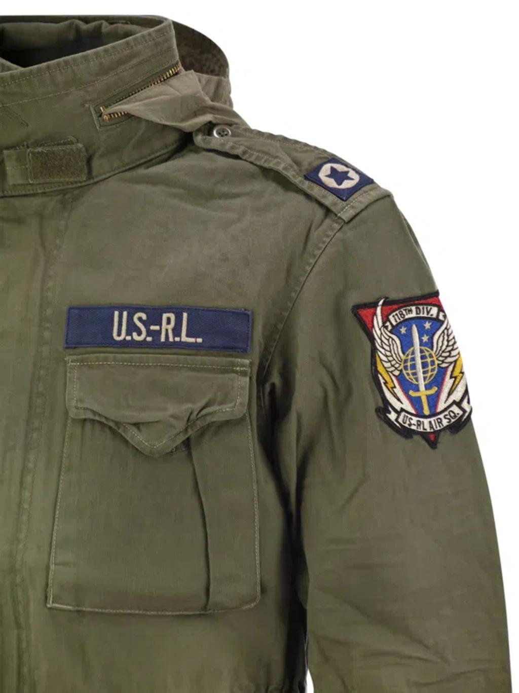 POLO RALPH LAUREN Cotton Denim Jacket With Front Logo Patch In Green Product Image