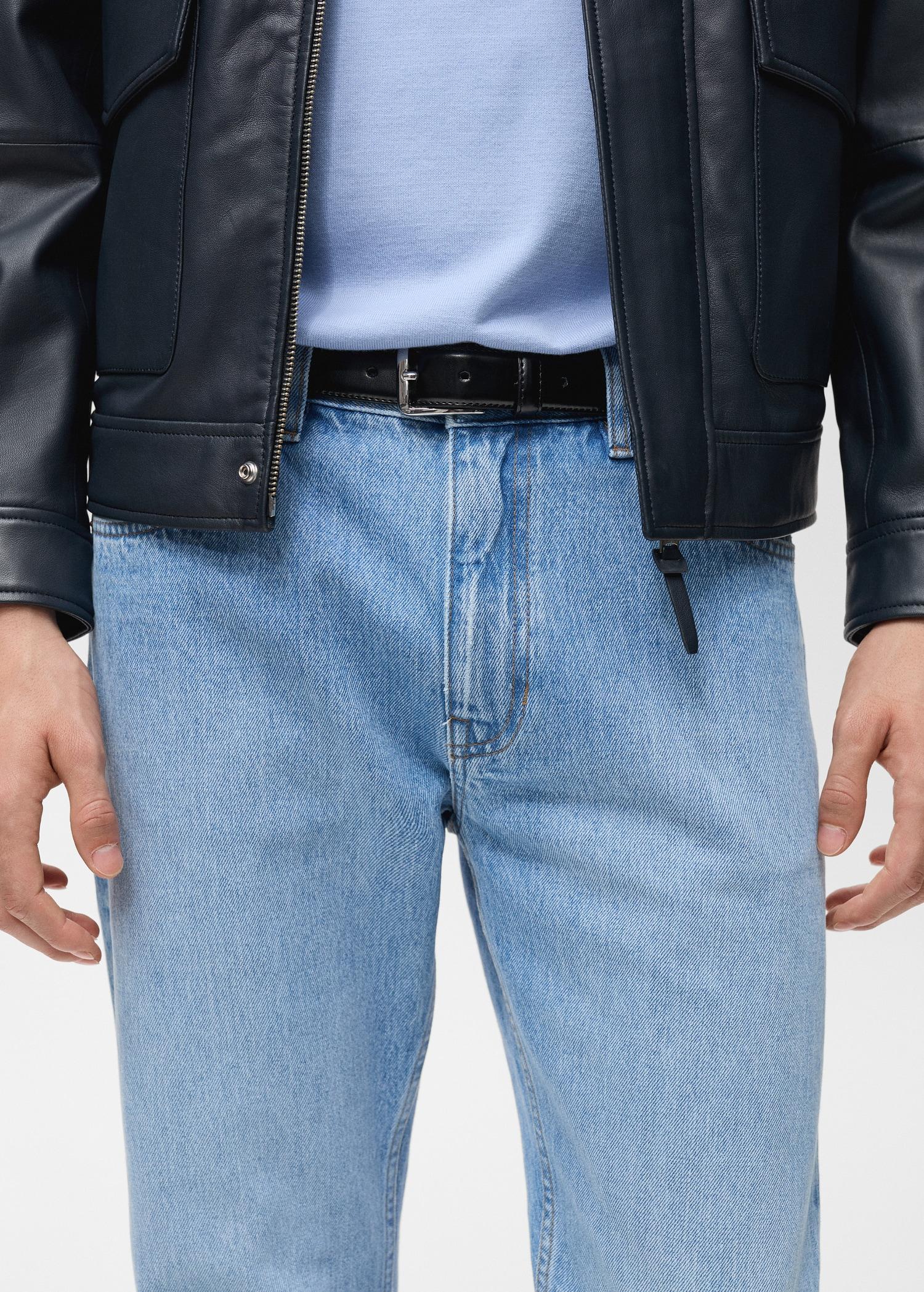 Tapered-fit selvedge jeans - Men | MANGO USA Product Image