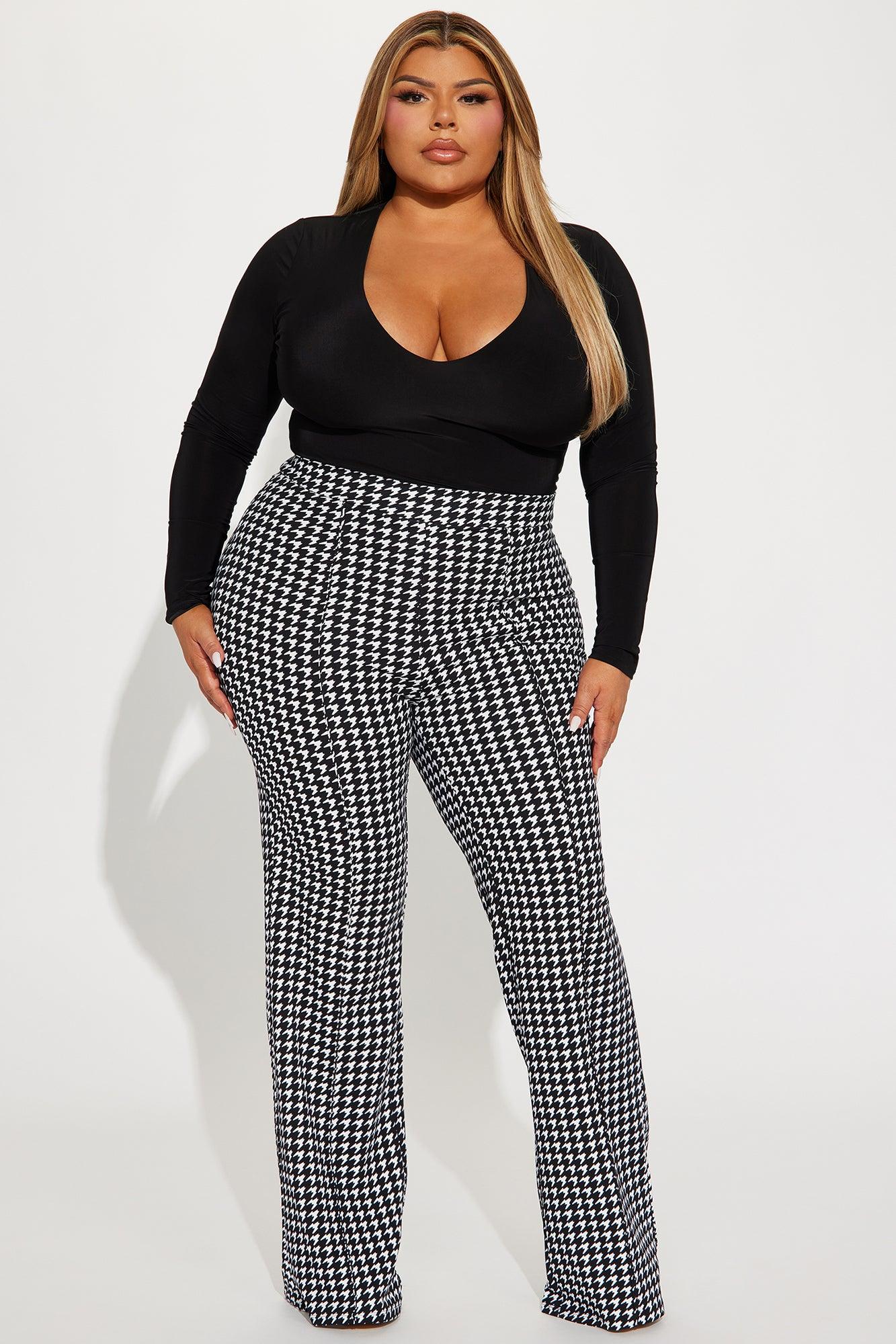 Victoria High Waist Dress Pant Houndstooth 35 - Black/White Product Image