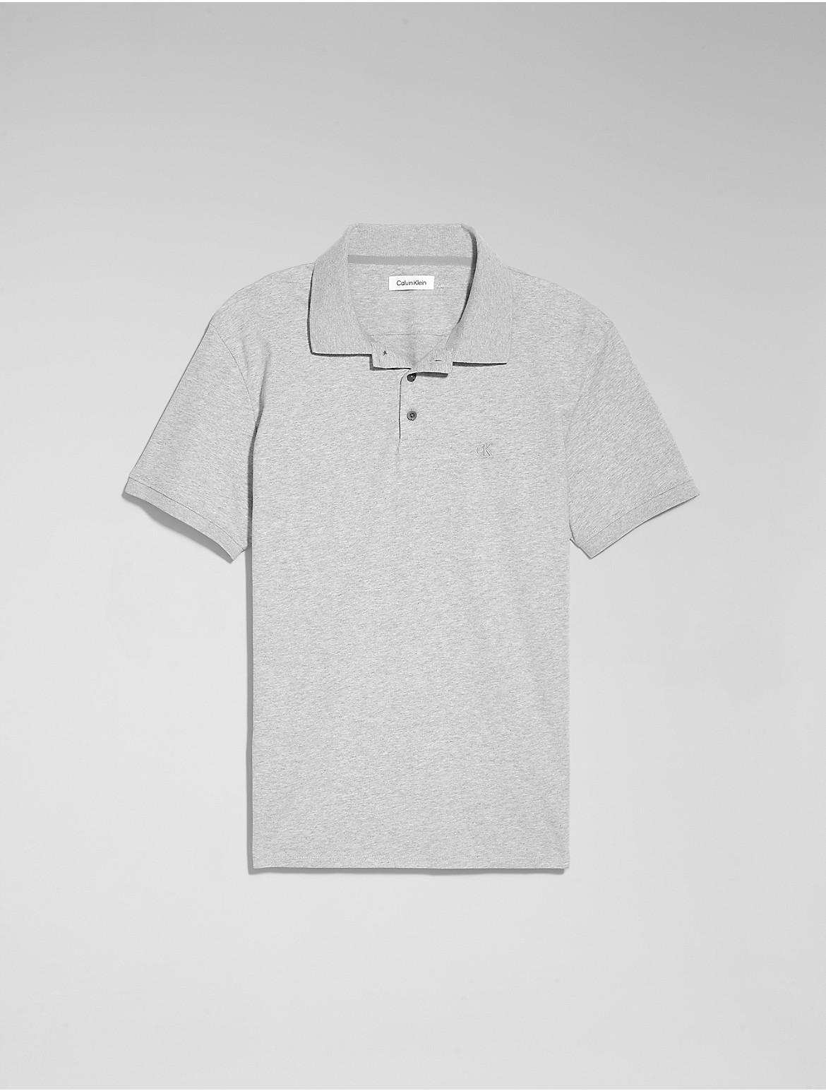 Calvin Klein Mens Smooth Cotton Blend Polo Shirt - Grey Product Image