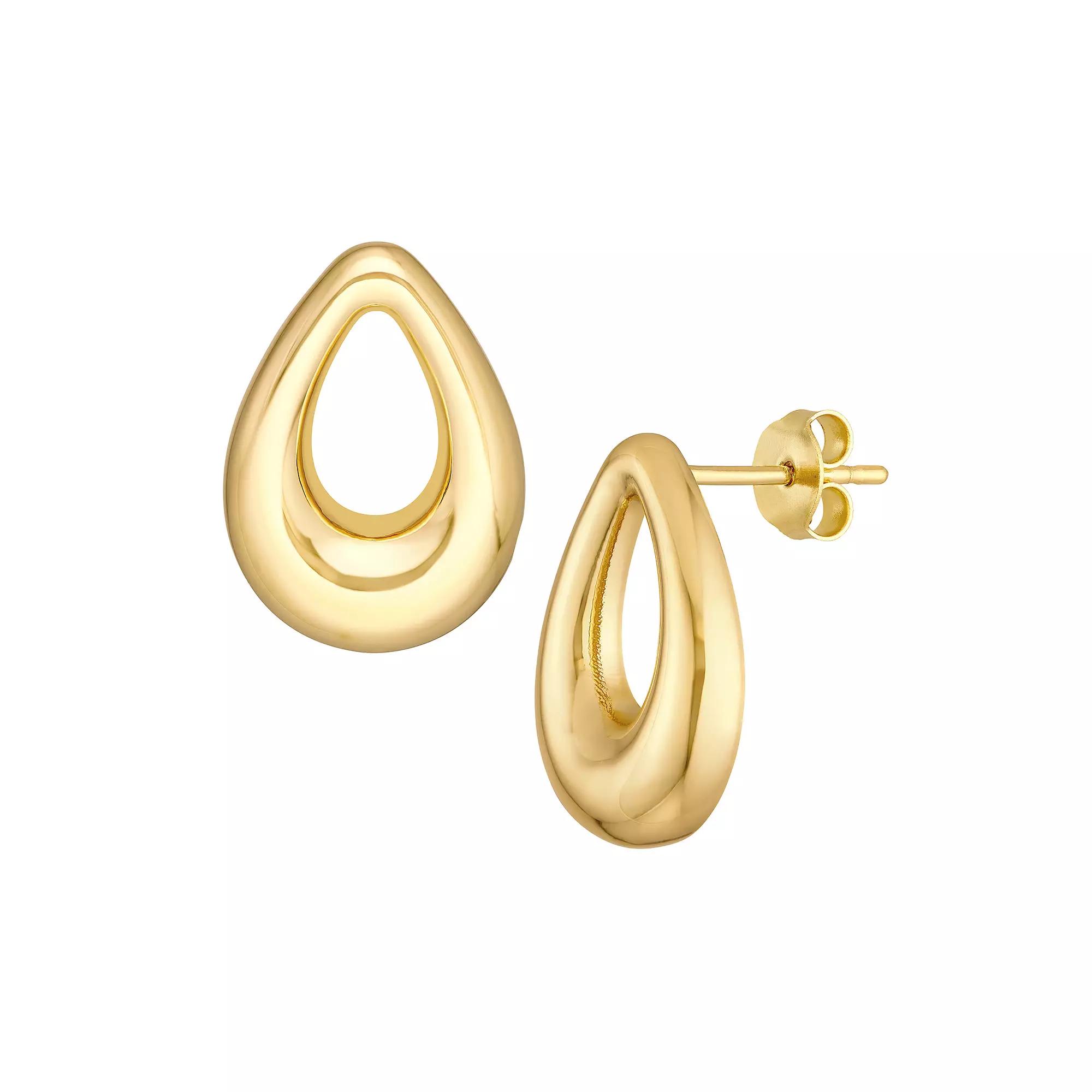 14k Gold Open Teardrop Stud Earrings, Women's Product Image