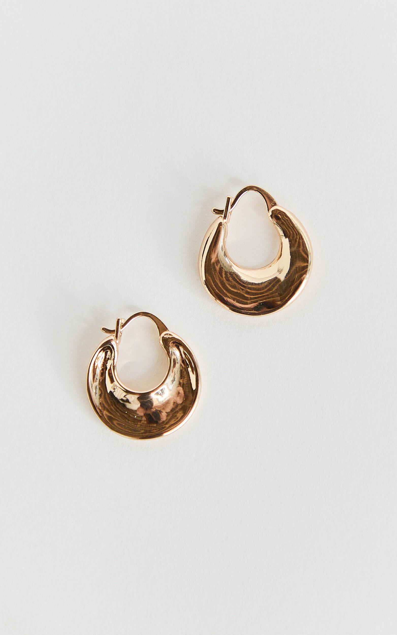 Ursula Earrings - Hammered Hoop Earrings in Gold Product Image