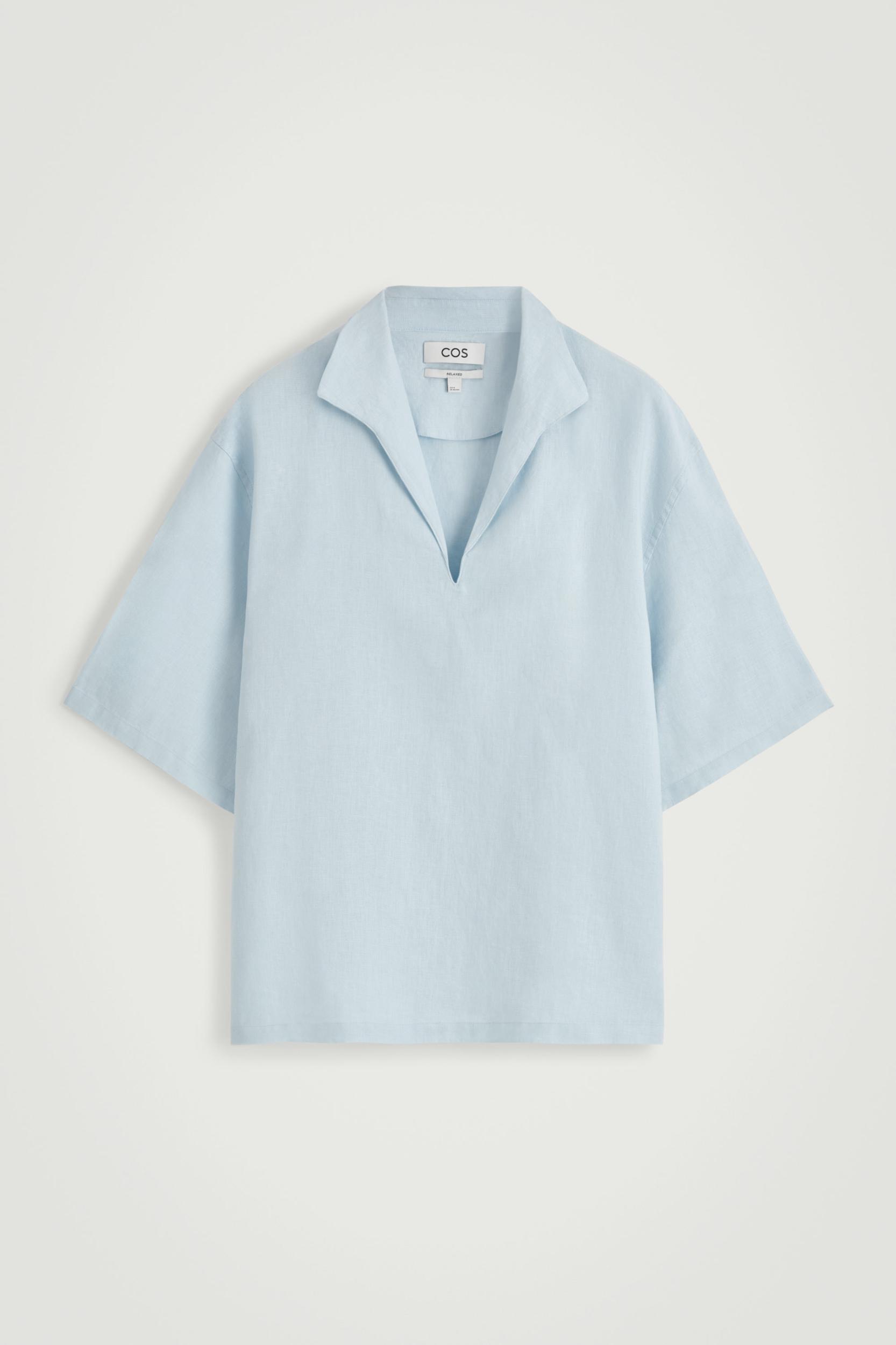 OPEN-COLLAR LINEN SHIRT Product Image