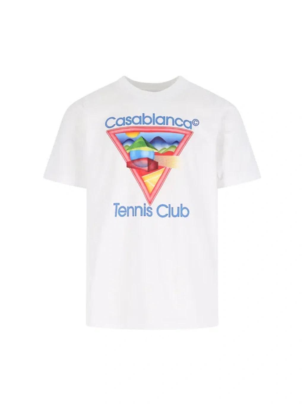 CASABLANCA Cotton Crew Neck T-shirt With Graphic Print In White Product Image
