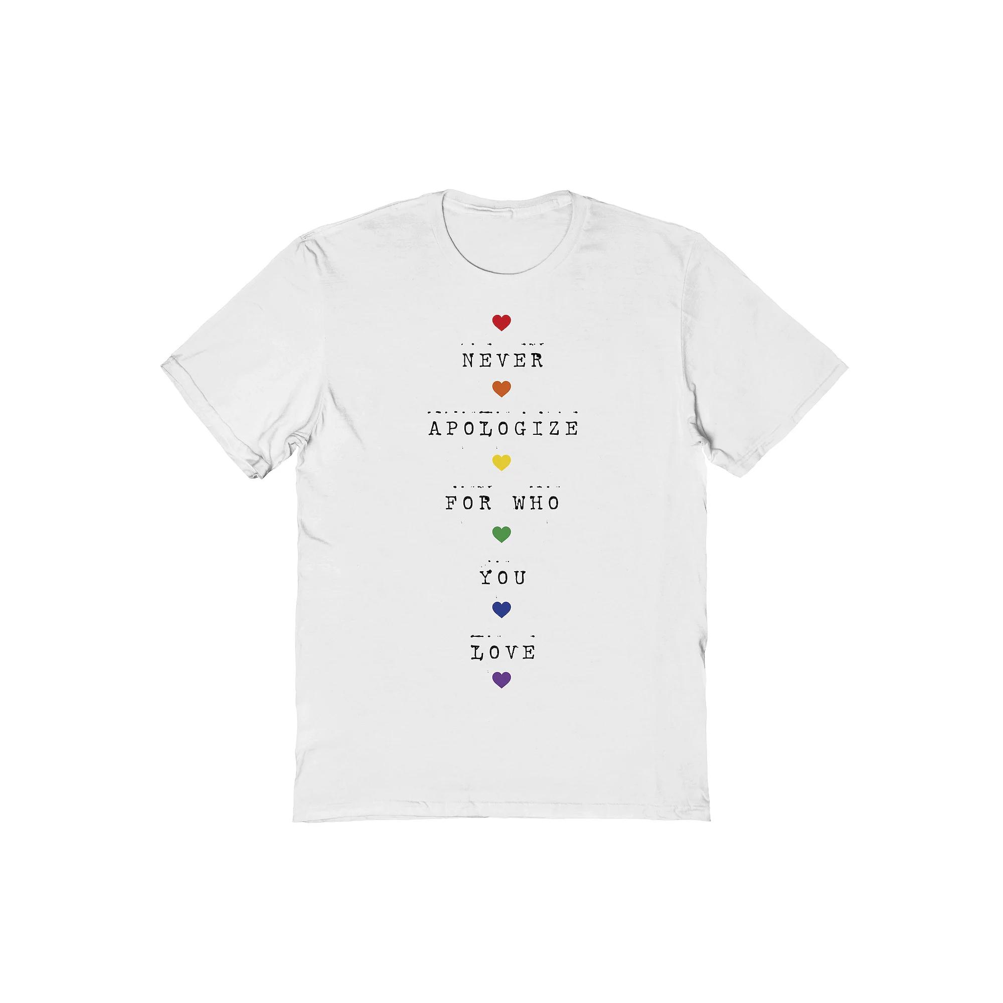 Men's COLAB89 Never Apologize For Who You Are Pride Graphic Tee, Adult Unisex,  Product Image