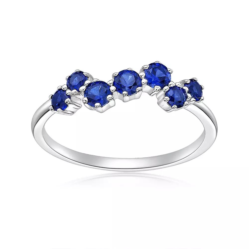 Gemminded Sterling Silver Lab-Created Gemstone 7-Stone Ring, Women's, Size: 5, Sterling Cr Blue Product Image